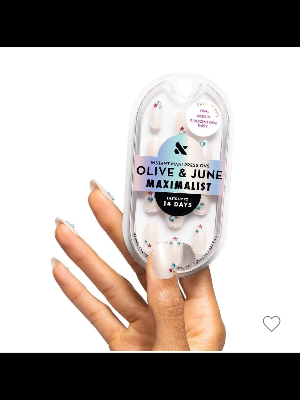 Olive & June Maximalist Press-On Nails Iridescent Gem Party Medium Oval NEW